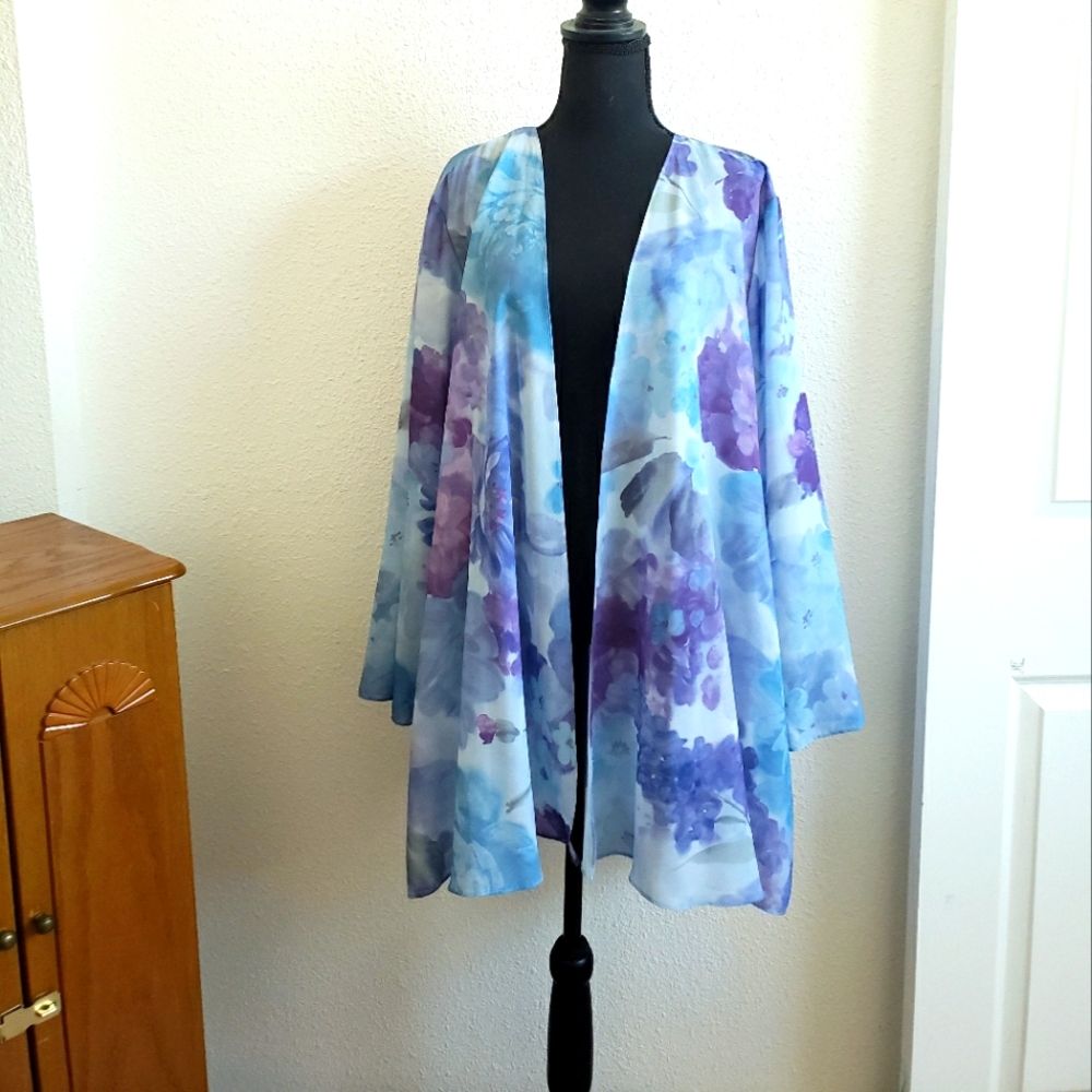 Vintage S.L. Fashions Women Beach Cover Swimwear Open Front Light Cardigan